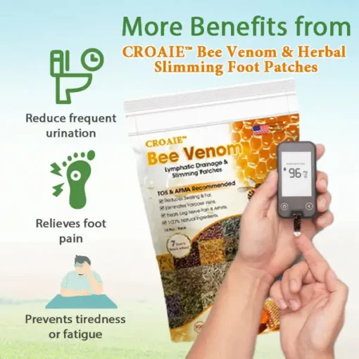 CROAIE™ Bee Venom & Herbal Slimming Foot Patches for Lymphatic Support and Blood Sugar Balance